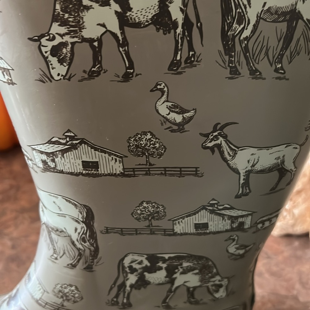 Green Farm Print Rain Boots - Picture 6 of 14